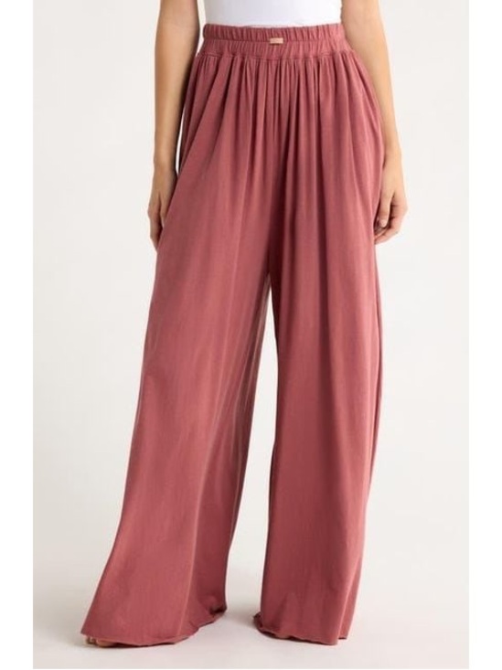 lunya Pants - NEW Lunya Pima Organic Cotton Wide-Leg Pull-On Lounge Pants Mauve Red Pink Sz L